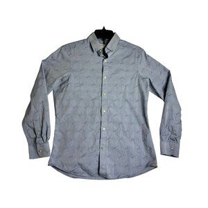 Crosby &‎ Howard Rabbit Bunny Stitch L/S Blue Oxford Shirt Mens Medium